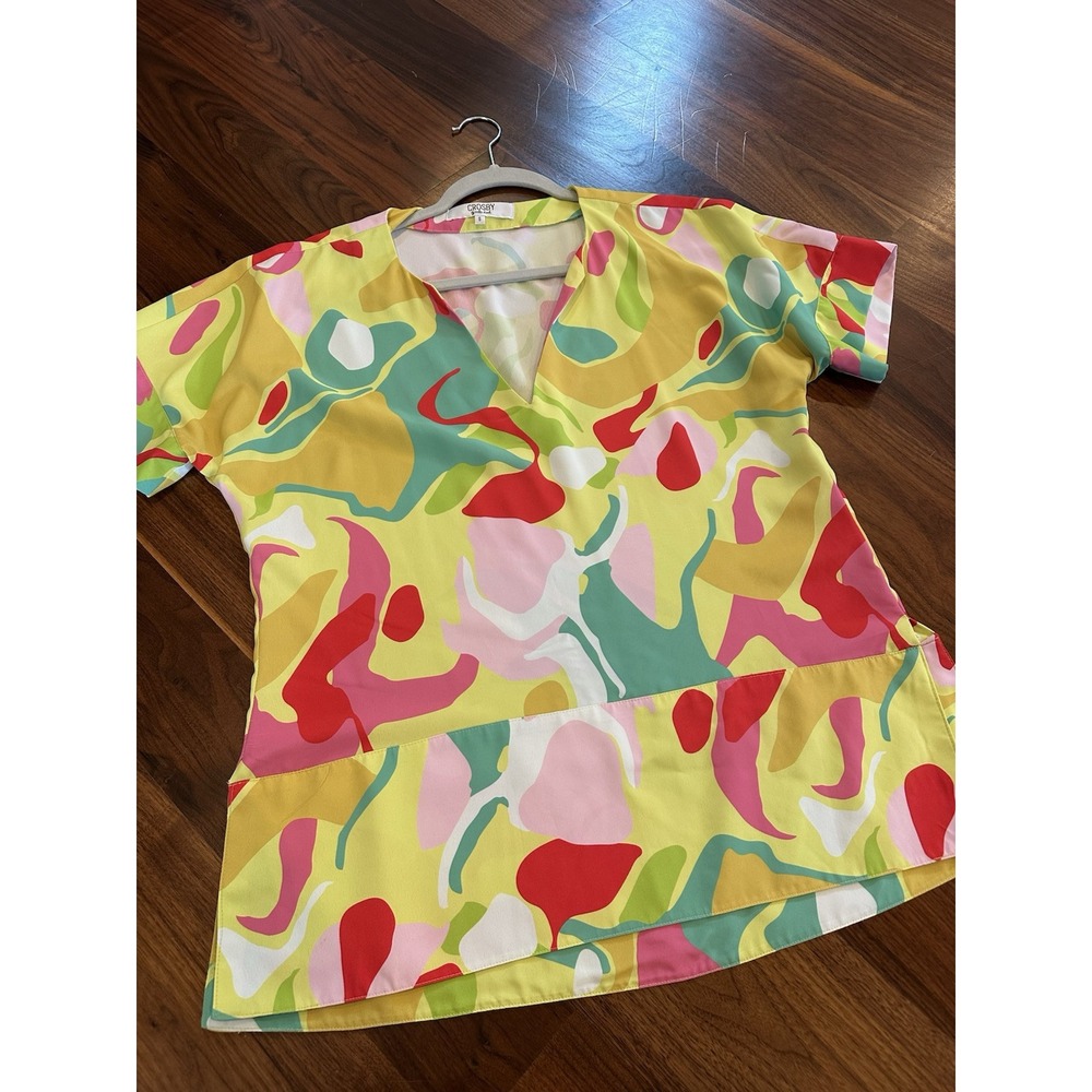 Crosby By Mollie Burch Women's Top Small EUC Bright Summer Tropical Resort